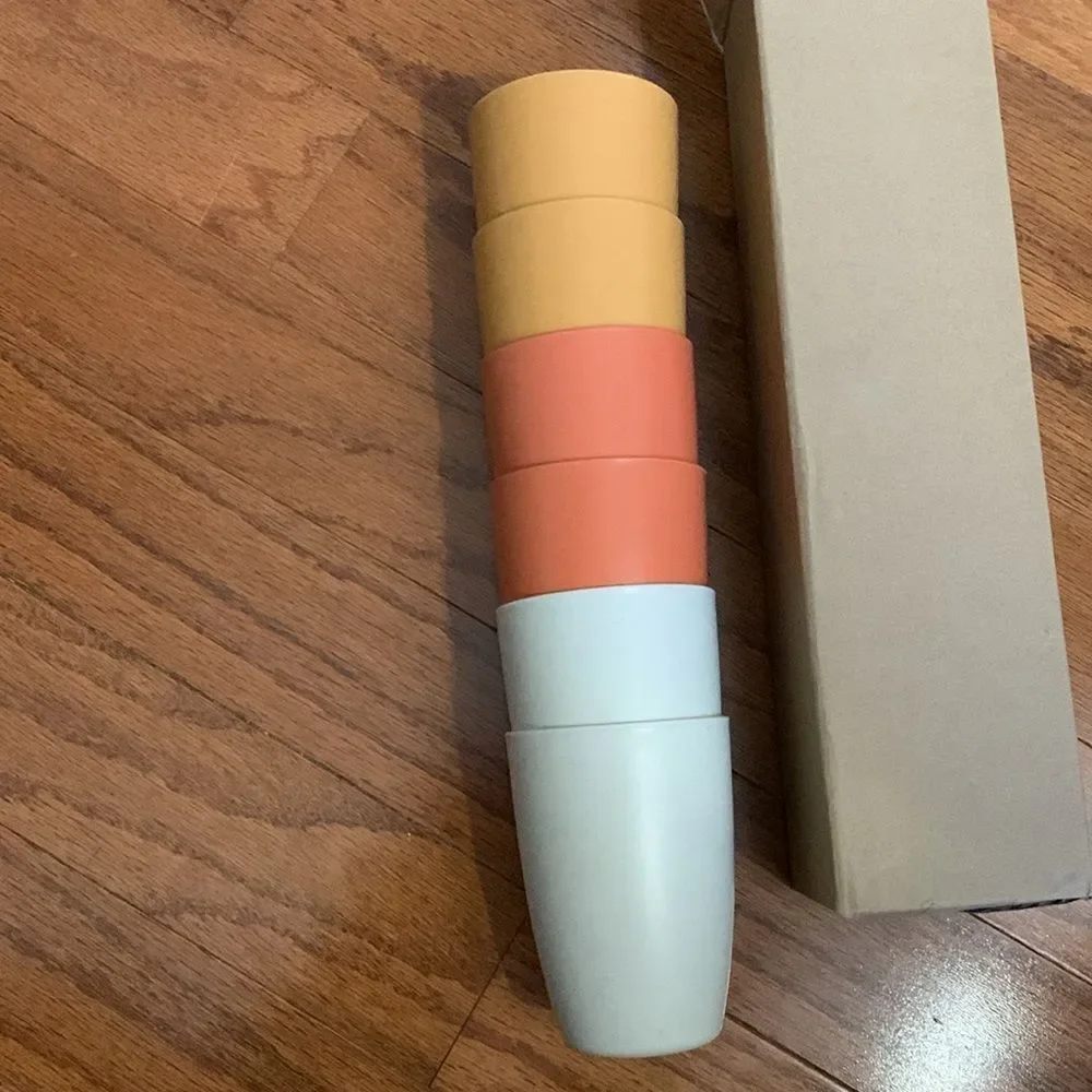 12 ounce Wheat Straw Plastic Cups SIX in three colors